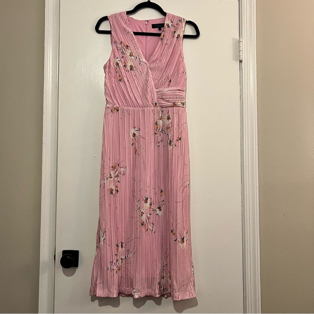 RACHEL Rachel Roy Pink Floral Midi Dress Sleeveless V-neck Women’s M